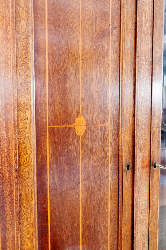 turn of the century French directoire style inlaid mahogany bookcase