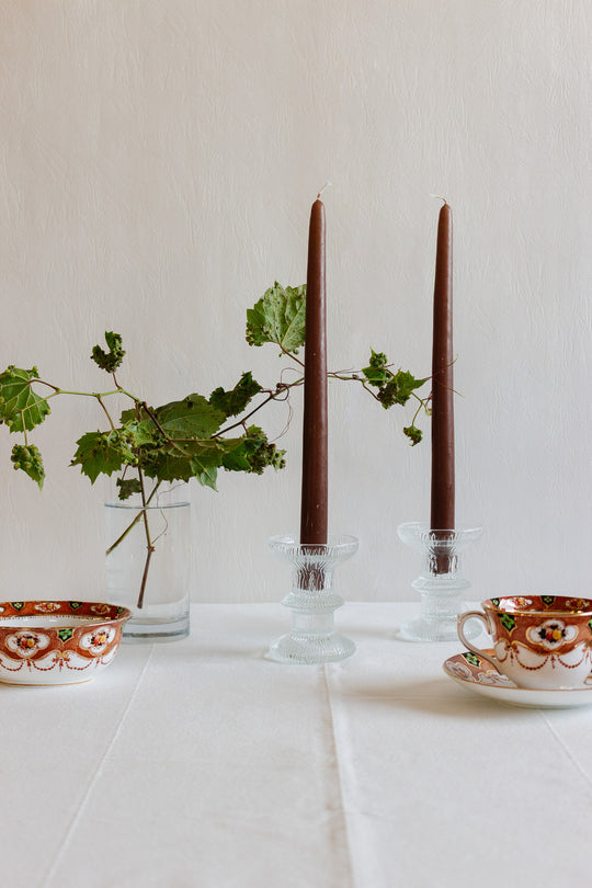 vintage french luminarc nordic glass candlestick pair