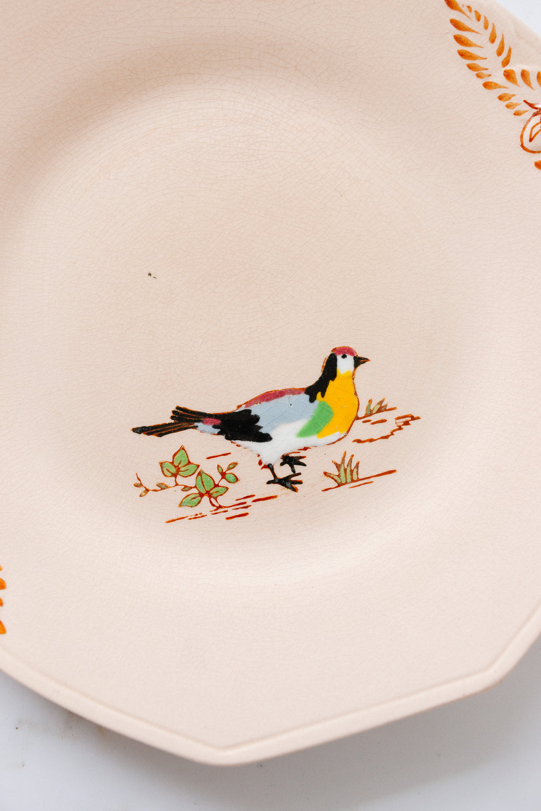 1930s art deco french émaux de longwy pink plate