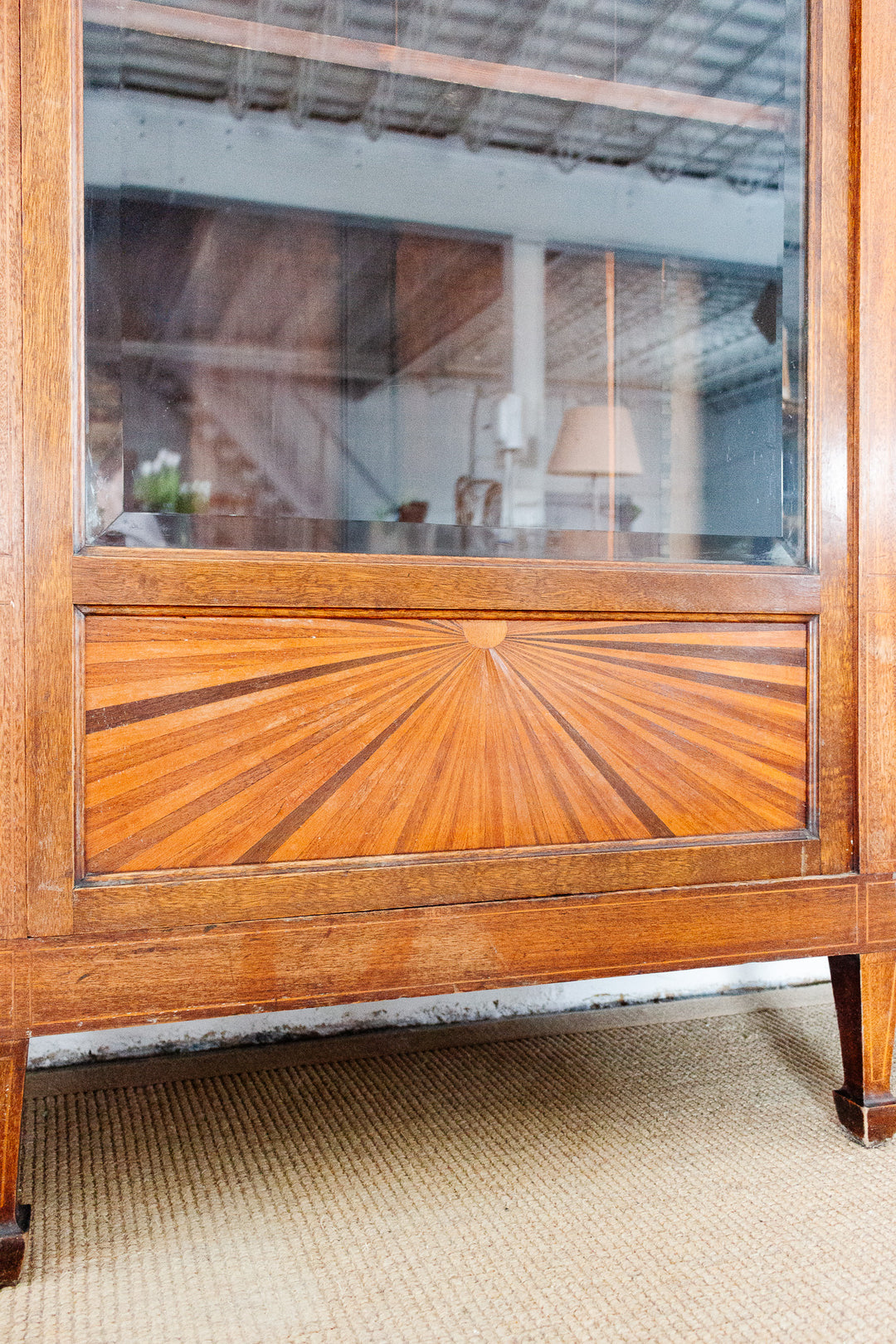 turn of the century French directoire style inlaid mahogany bookcase