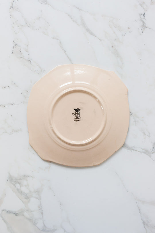 1930s art deco french émaux de longwy pink plate