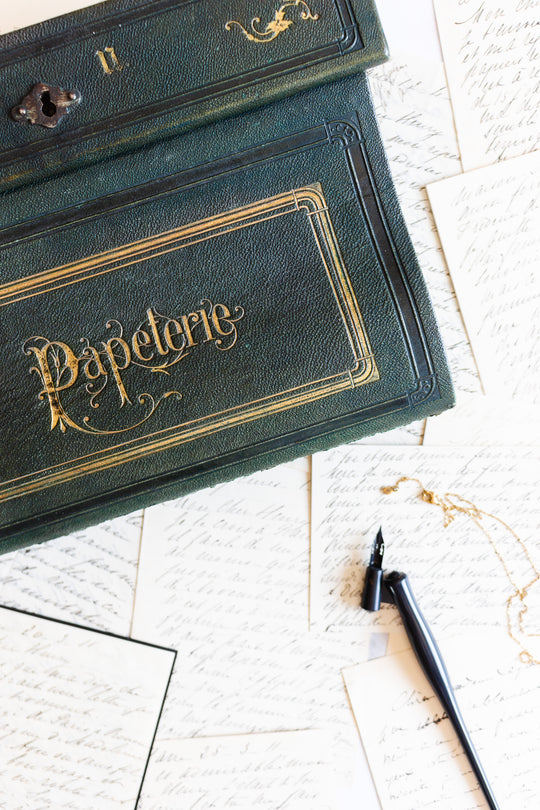 rare 19th century French Napoleon III embossed leather stationery box