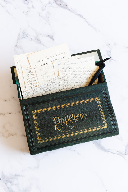 rare 19th century French Napoleon III embossed leather stationery box