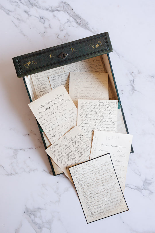 rare 19th century French Napoleon III embossed leather stationery box