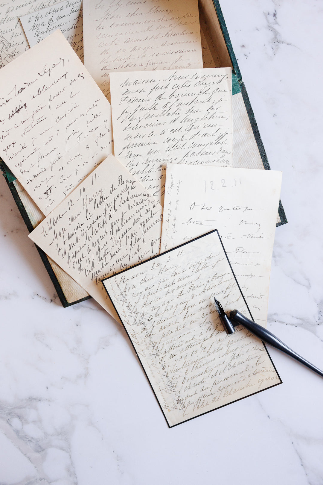 rare 19th century French Napoleon III embossed leather stationery box