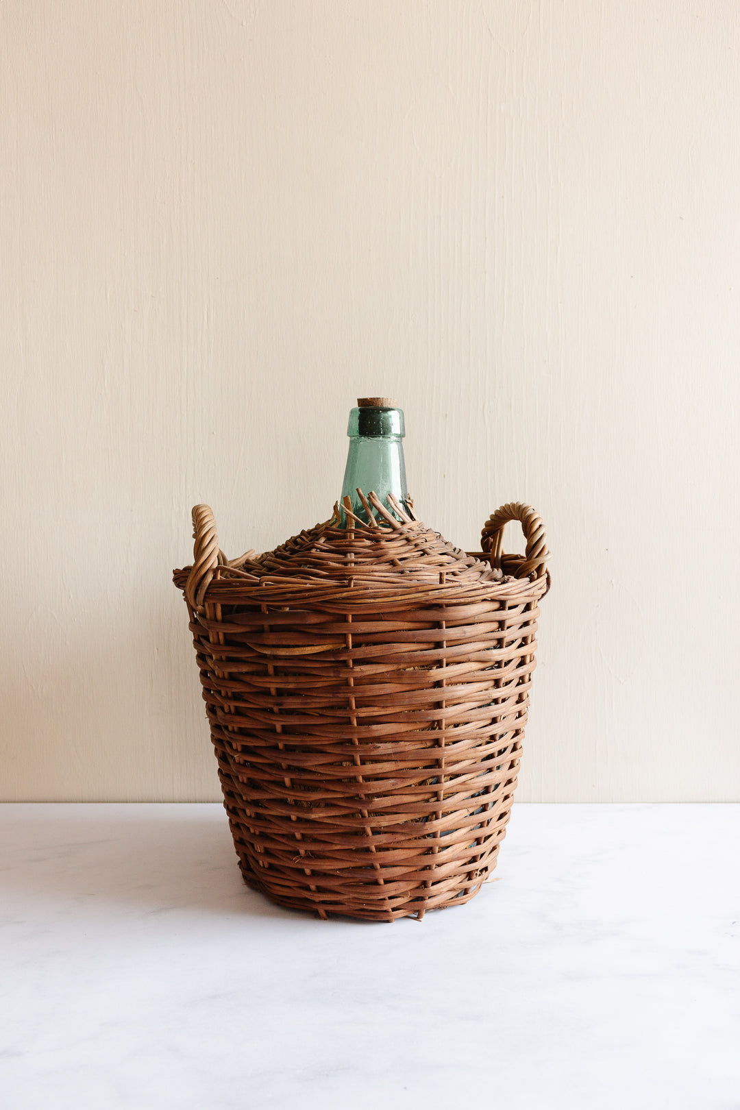 antique french large wicker wrapped demijohn