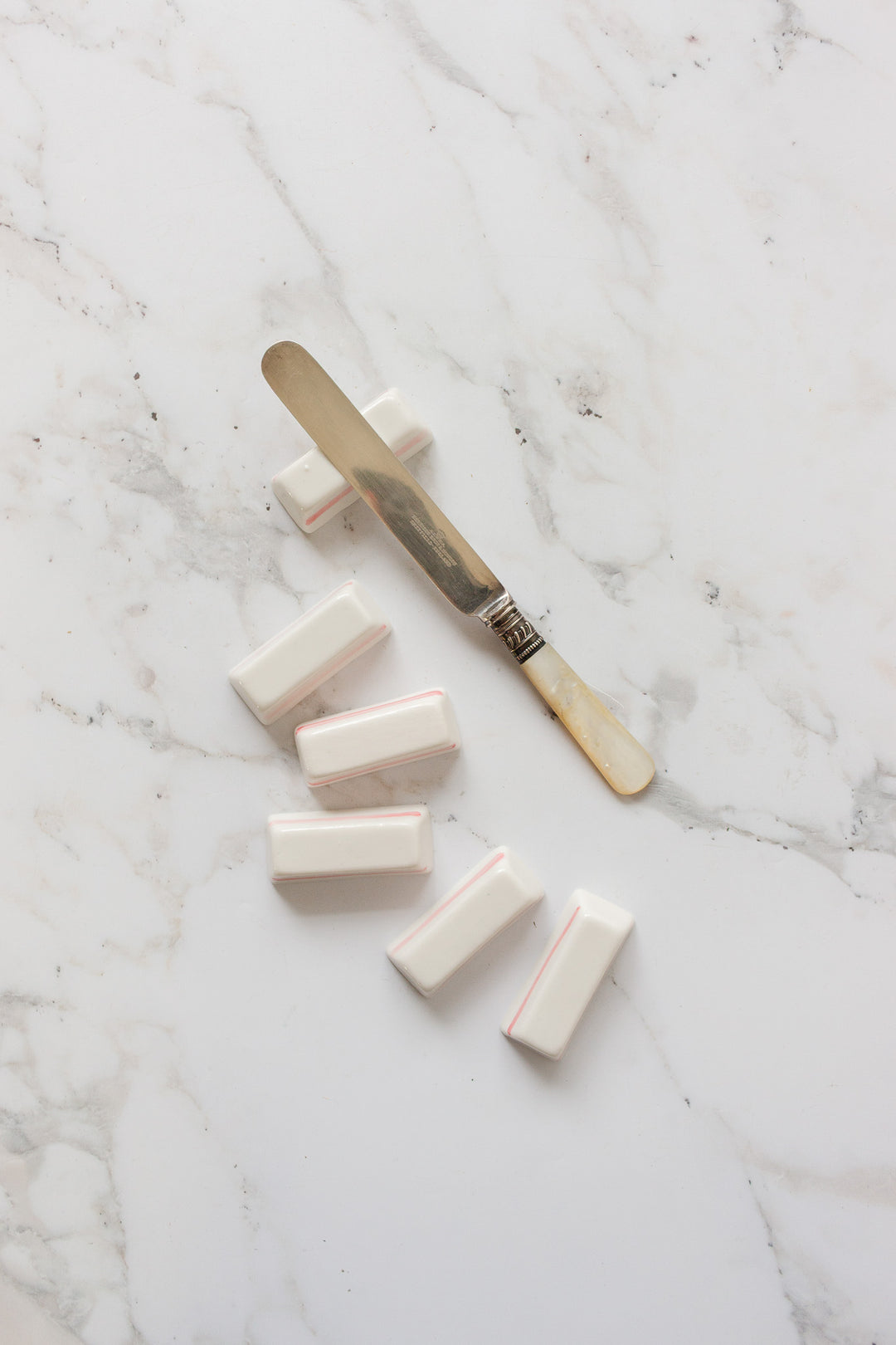 set of 6 vintage french porcelain knife rests