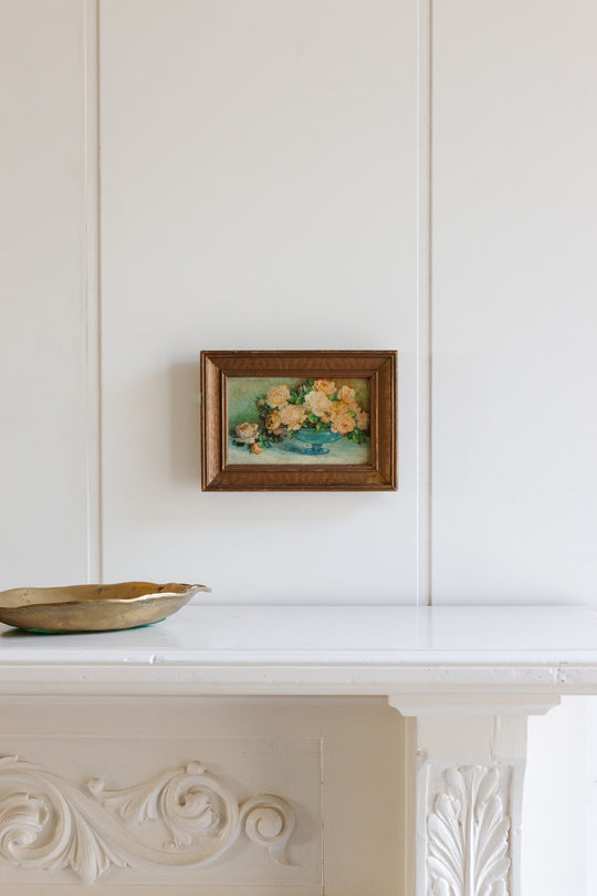 vintage french petit floral print in gilt frame