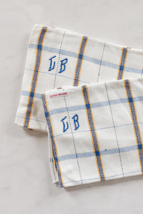 Vintage French monogrammed kitchen towels