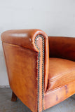 vintage European sheepskin leather club chair