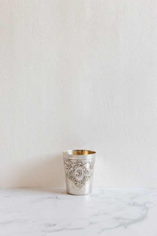 antique french silverplated christening cups