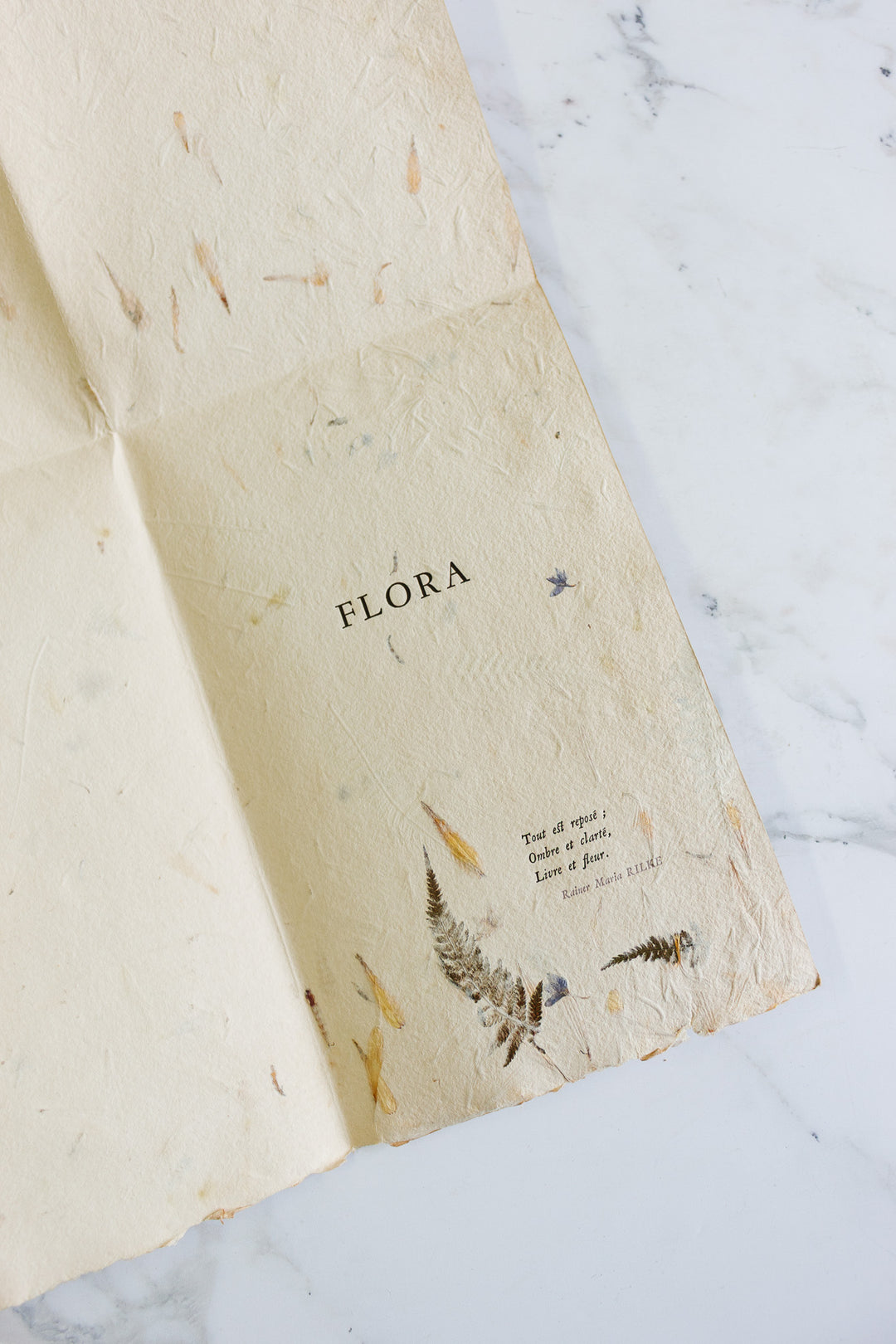 limited edition french "flora" book printed on handmade paper with real flowers