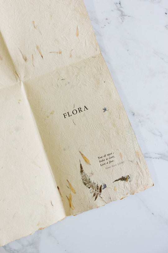 limited edition french "flora" book printed on handmade paper with real flowers