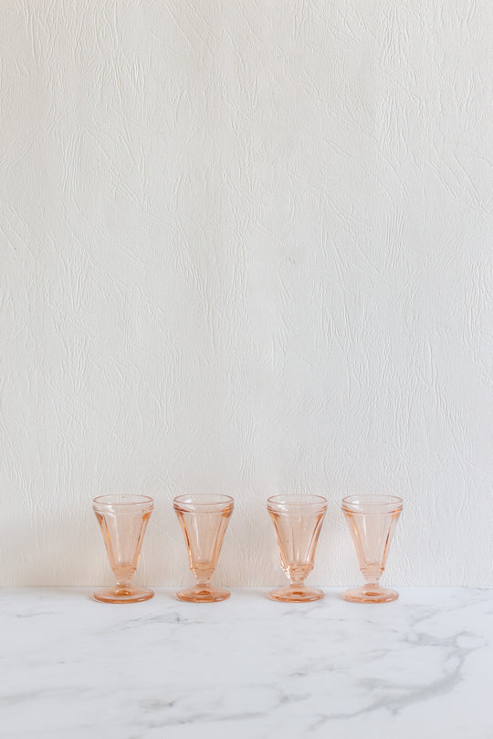 antique french pink liqueur glasses