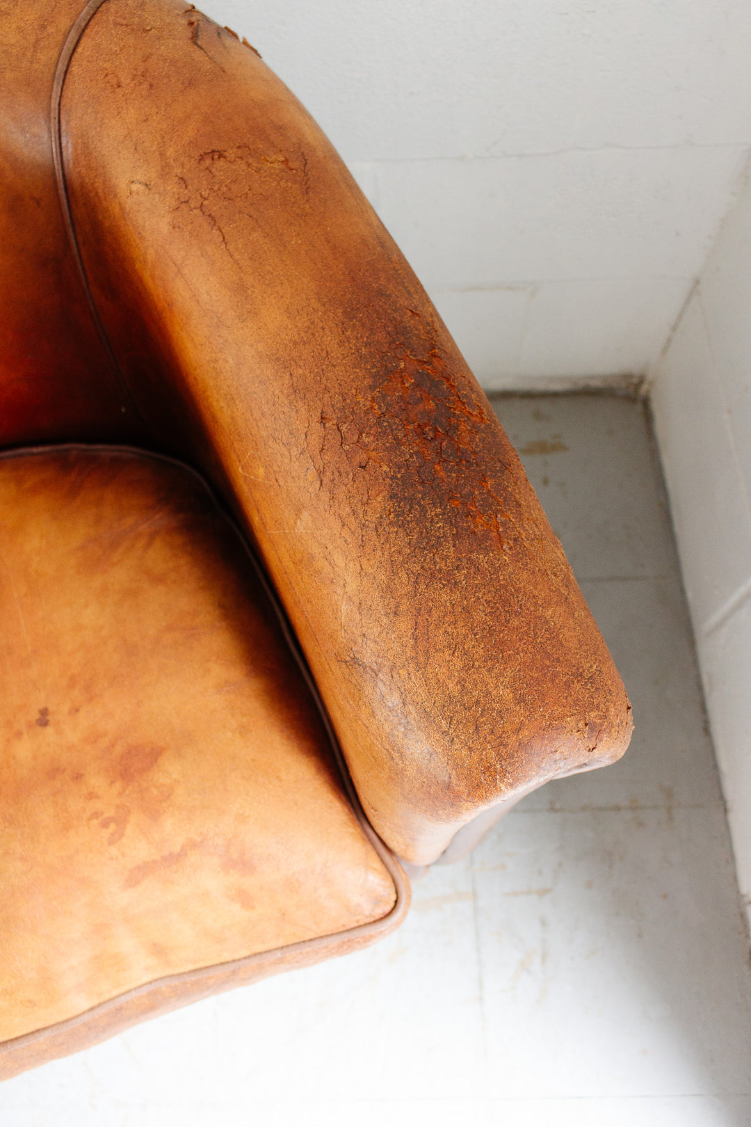 vintage European sheepskin leather club chair