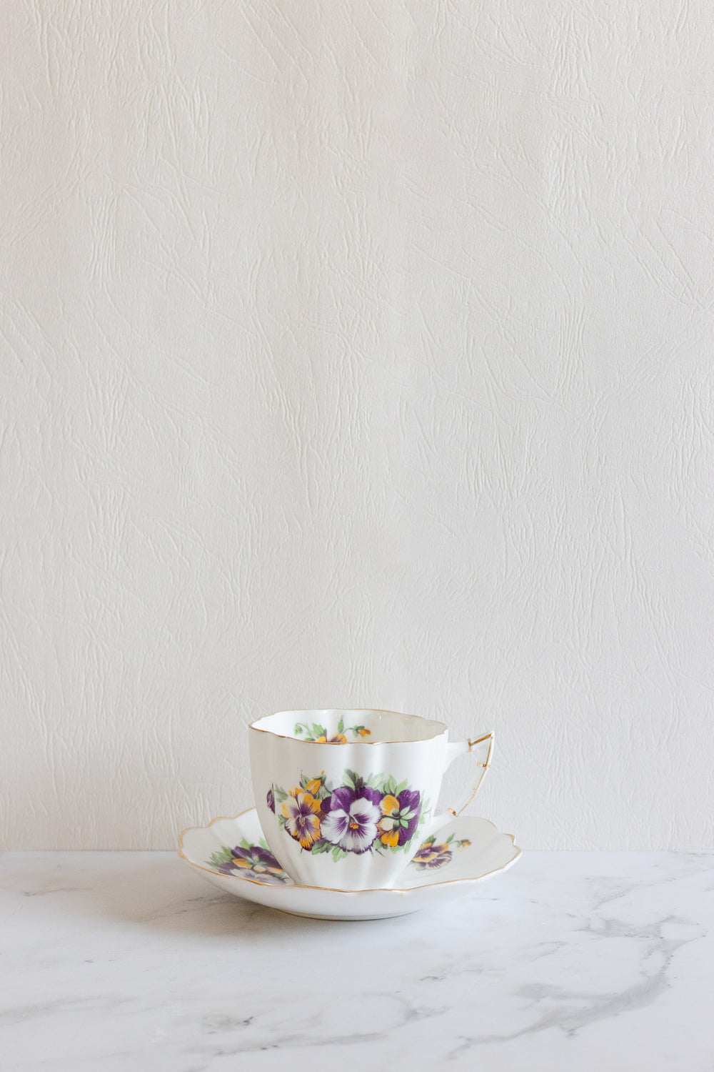 Victoria c&e pansies teacup and saucer