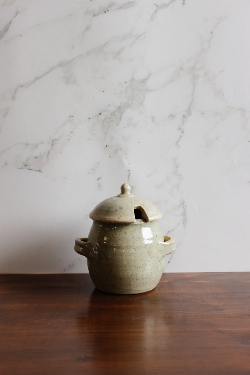 vintage french stoneware mustard pot with lid