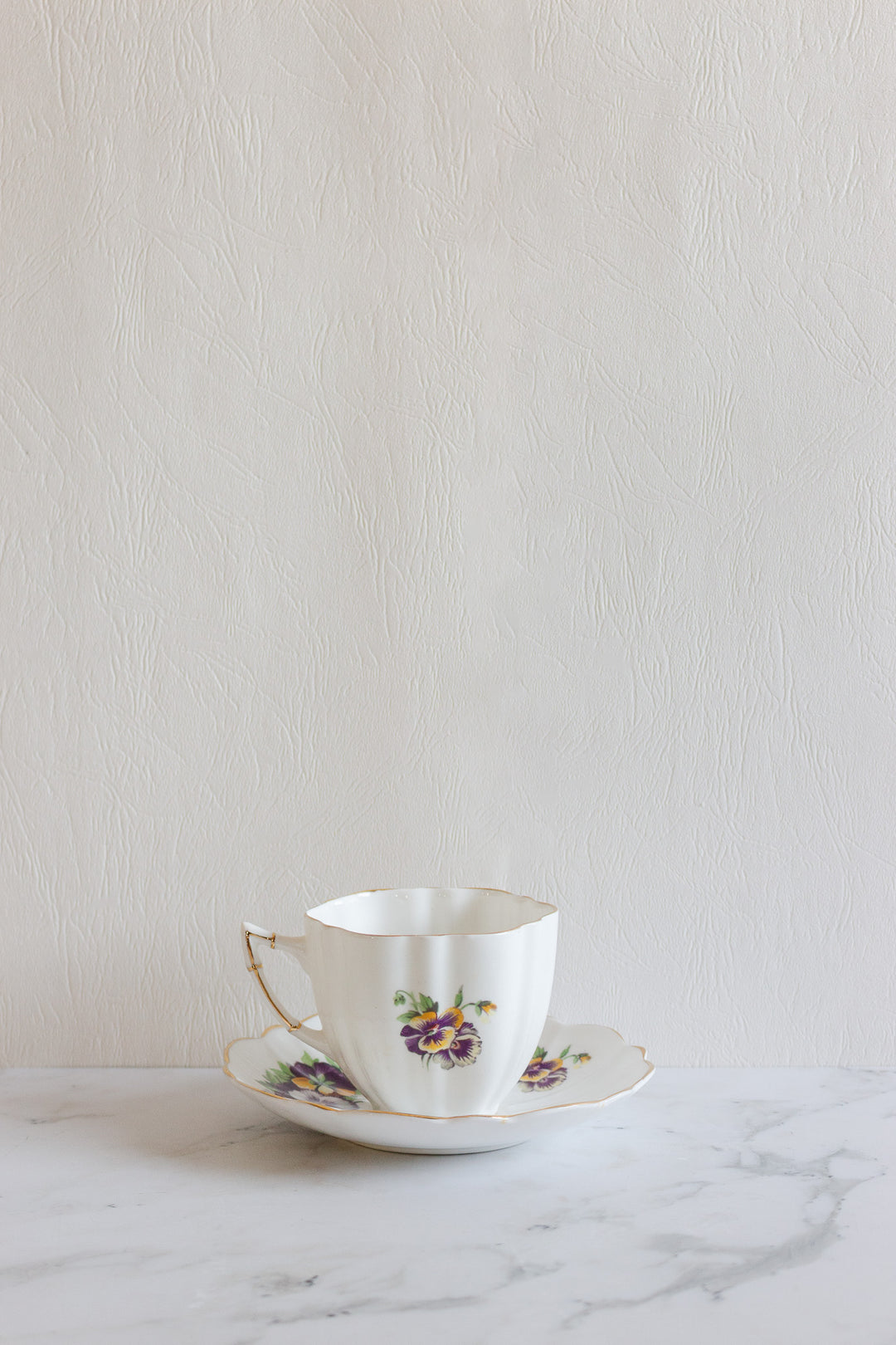 Victoria c&e pansies teacup and saucer