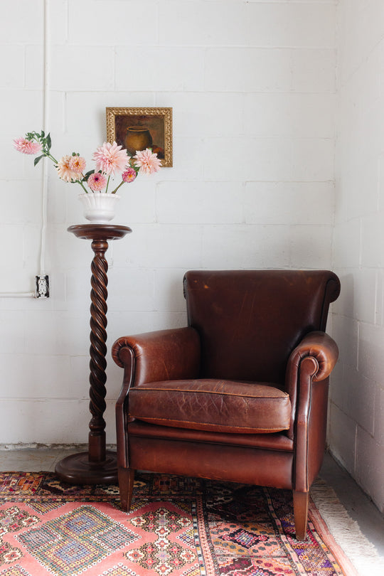 1980s Dutch leather sheepskin club chair