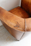 vintage European sheepskin leather club chair