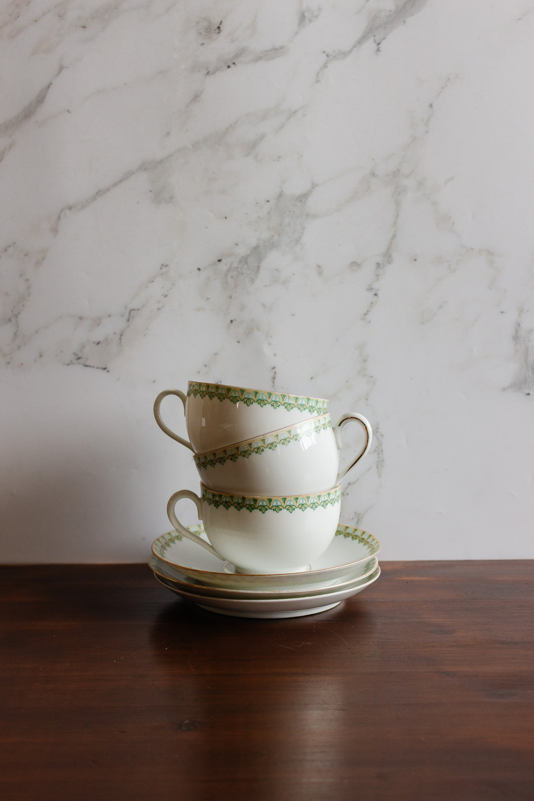 antique Austrian teacups and saucers signed MZ Austria —  Moritz Zdekauer,