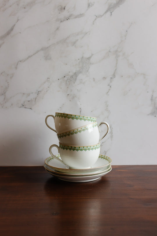 antique Austrian teacups and saucers signed MZ Austria —  Moritz Zdekauer,