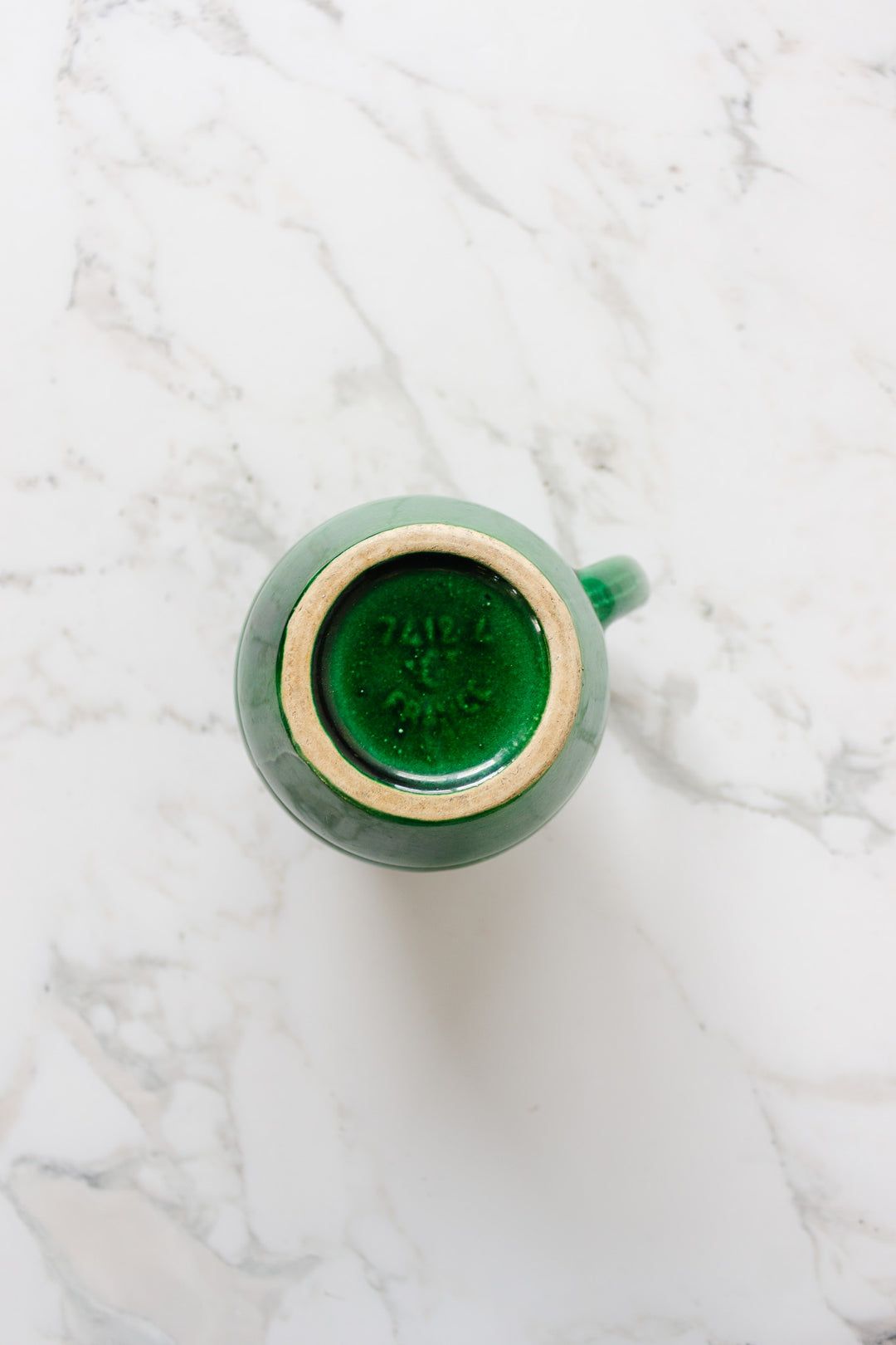 antique french emerald green stoneware pitcher