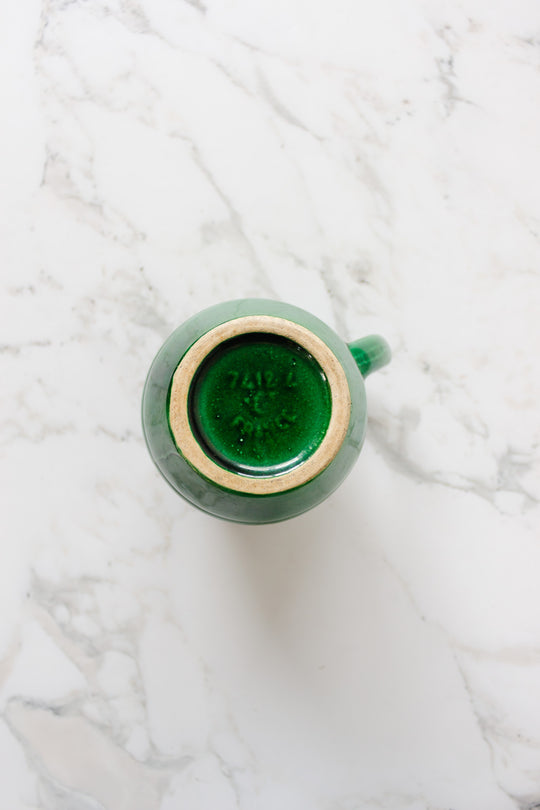 antique french emerald green stoneware pitcher