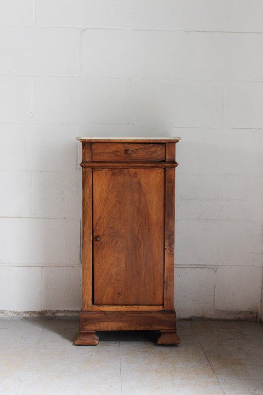 antique french single door chevet with marble top