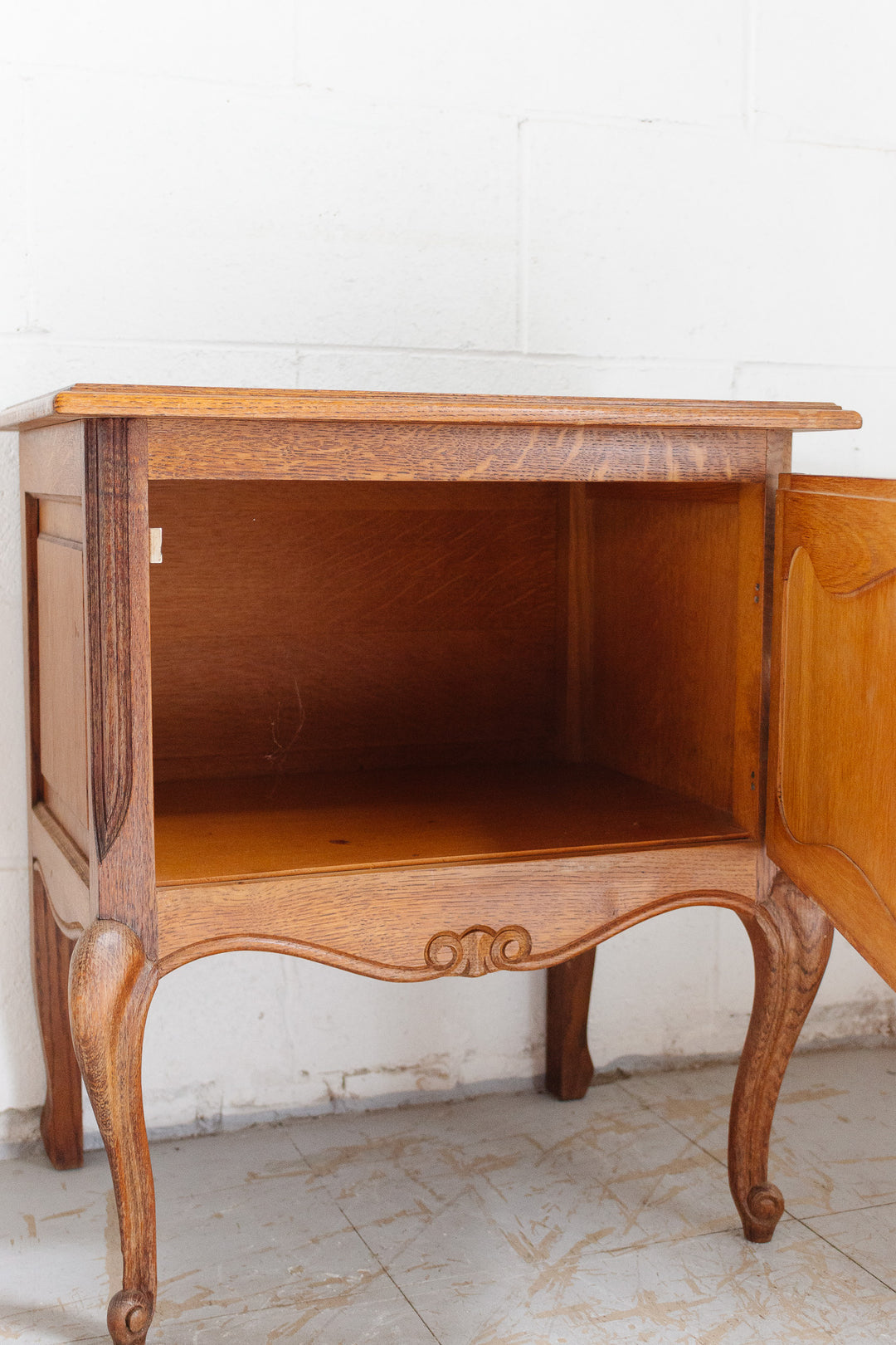 pair of vintage french louis xvi style oak nightstands