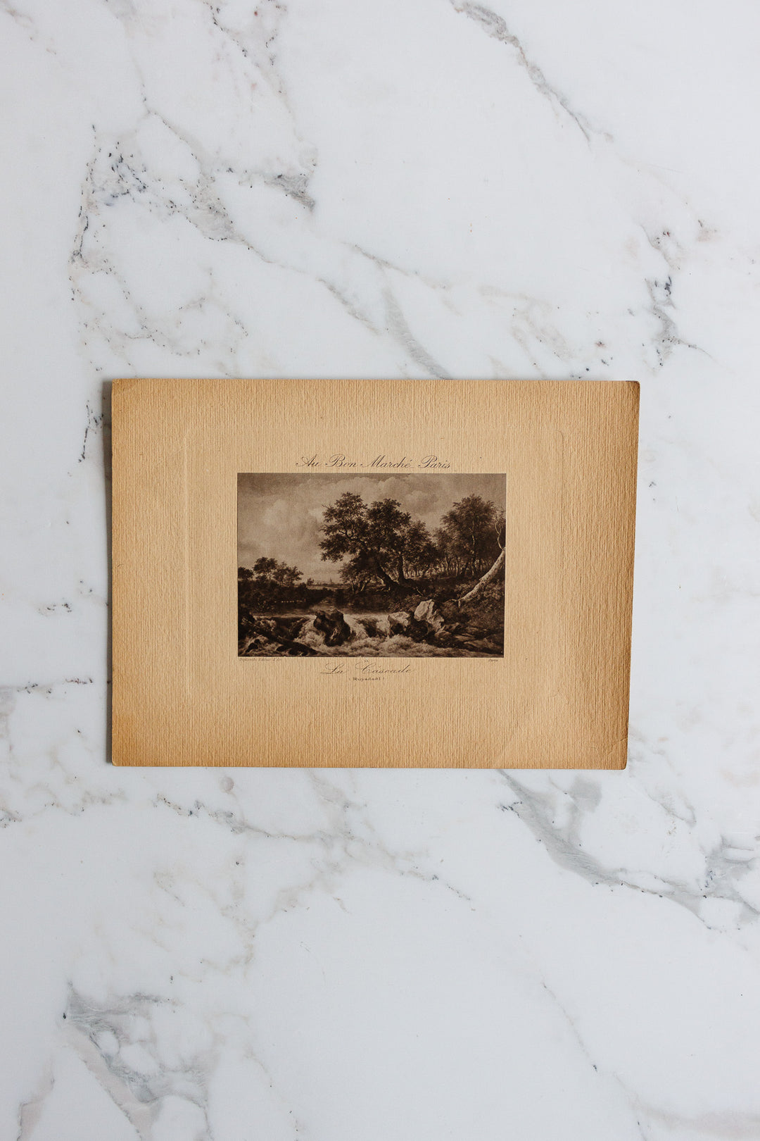 antique French engraving, “La Cascade” from Au Bon Marché Paris