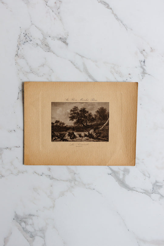 antique French engraving, “La Cascade” from Au Bon Marché Paris