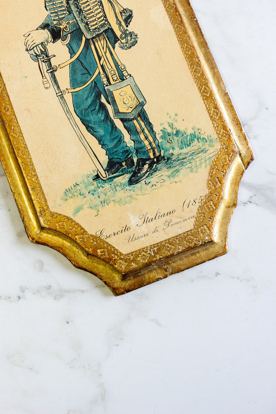vintage florentine art on wood "esercito italiano"