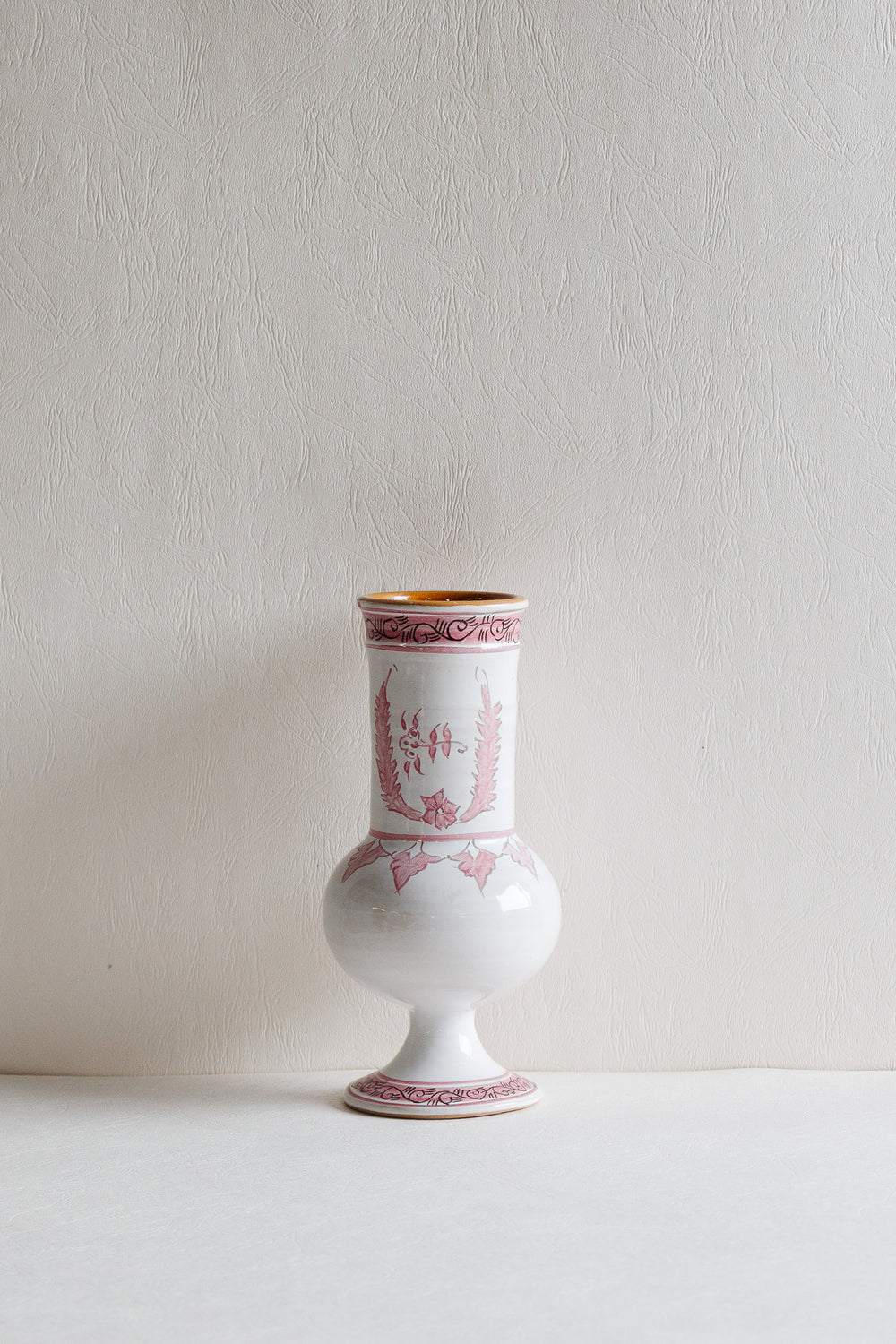 vintage french hand painted terra cotta vase