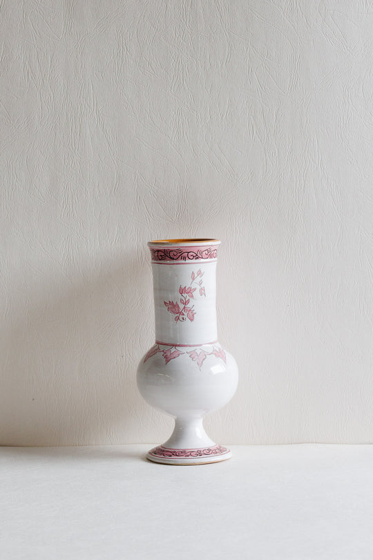 vintage french hand painted terra cotta vase