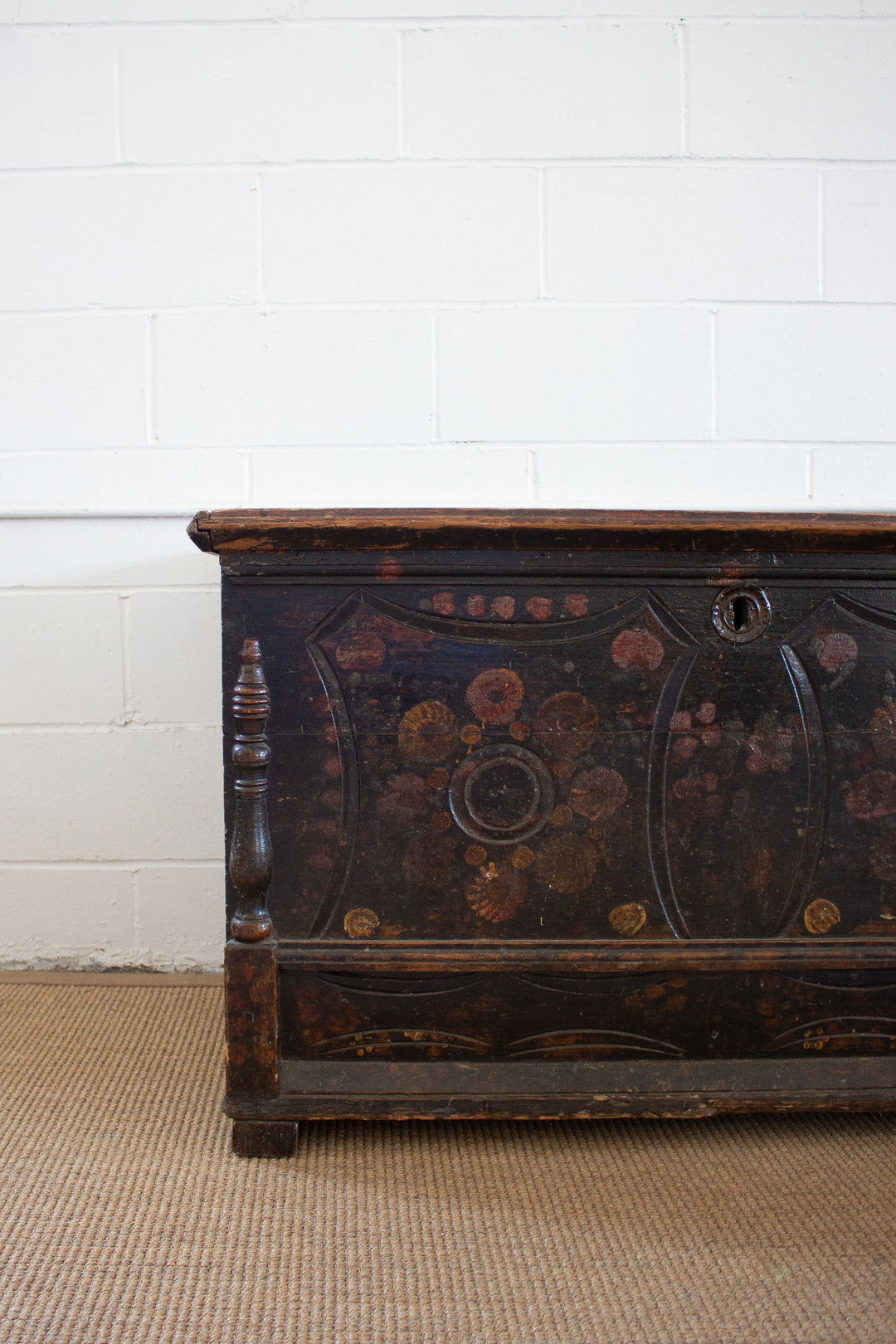 19th century Hungarian pine marriage chest