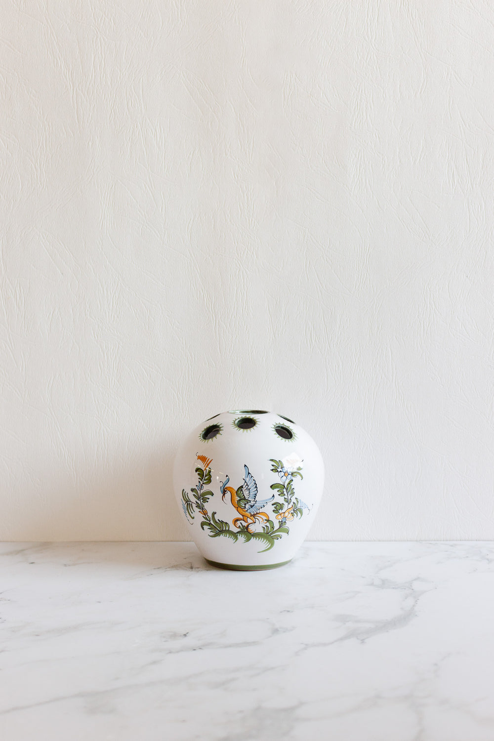 vintage french moustiers porcelain flower frog