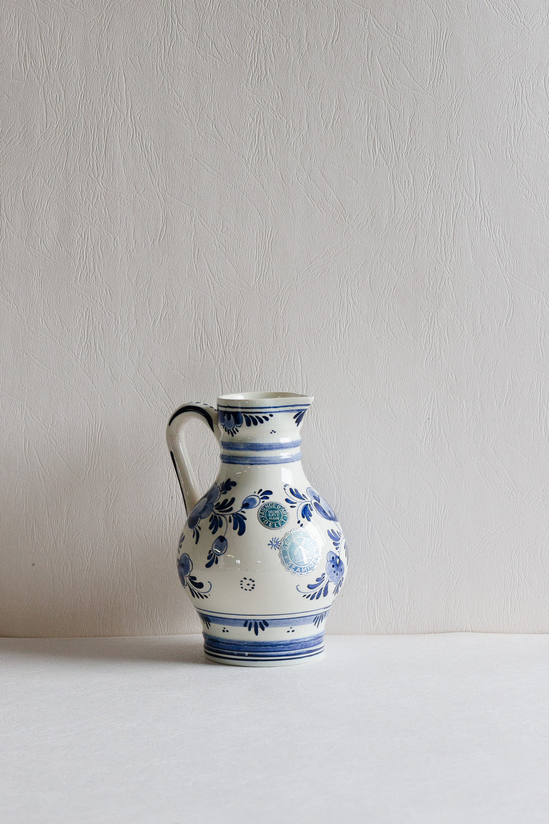 vintage blue and white delft pitcher
