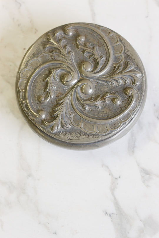 french art nouveau pewter lidded keepsake box