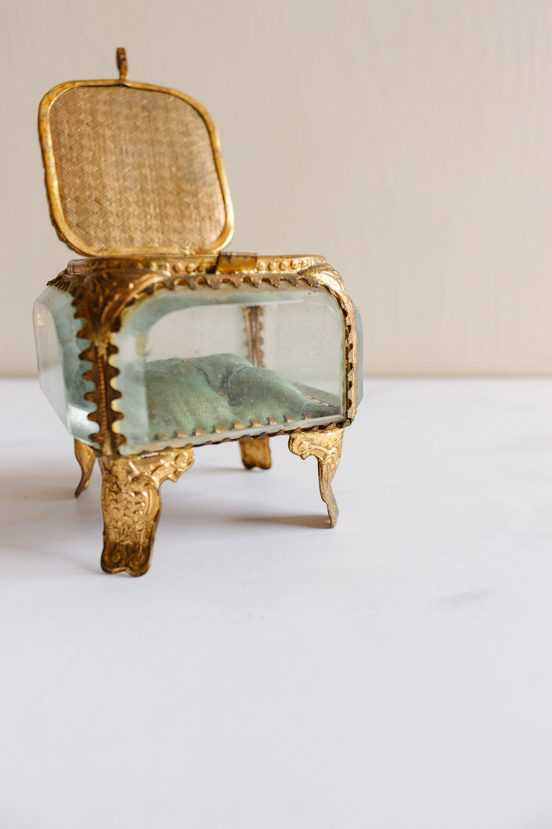 antique french beveled glass and ormolou souvenir bijoux casket