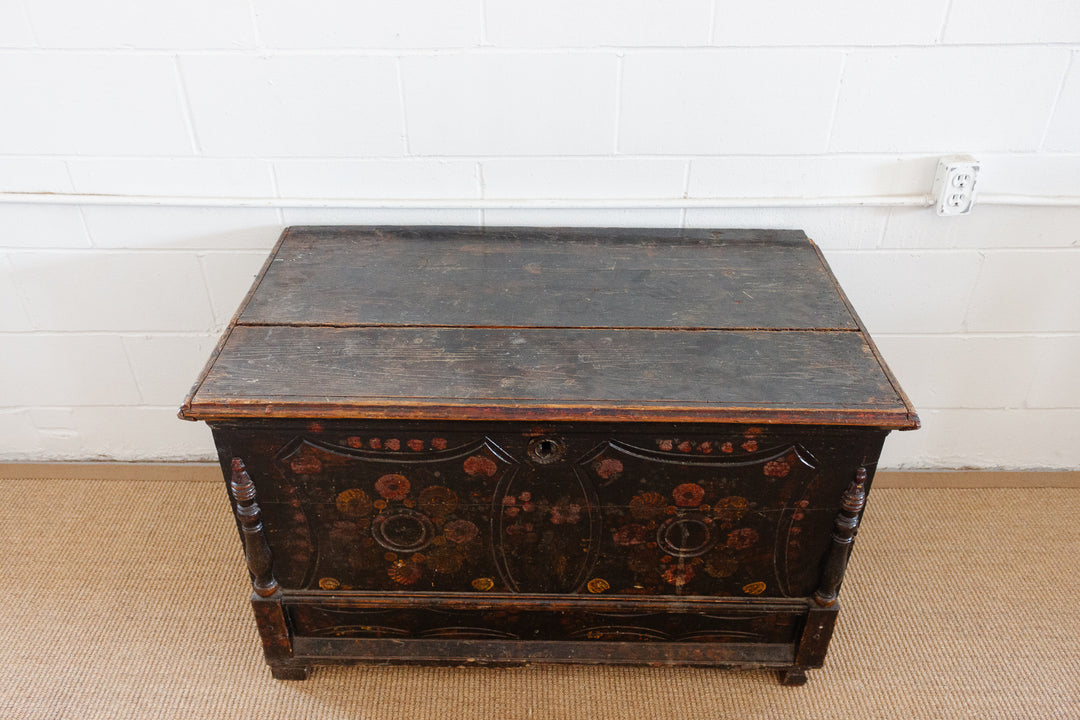 19th century Hungarian pine marriage chest