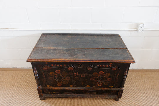 19th century Hungarian pine marriage chest