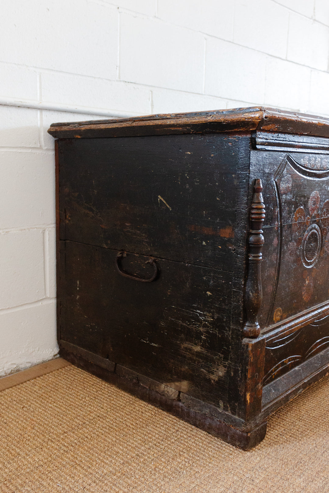 19th century Hungarian pine marriage chest