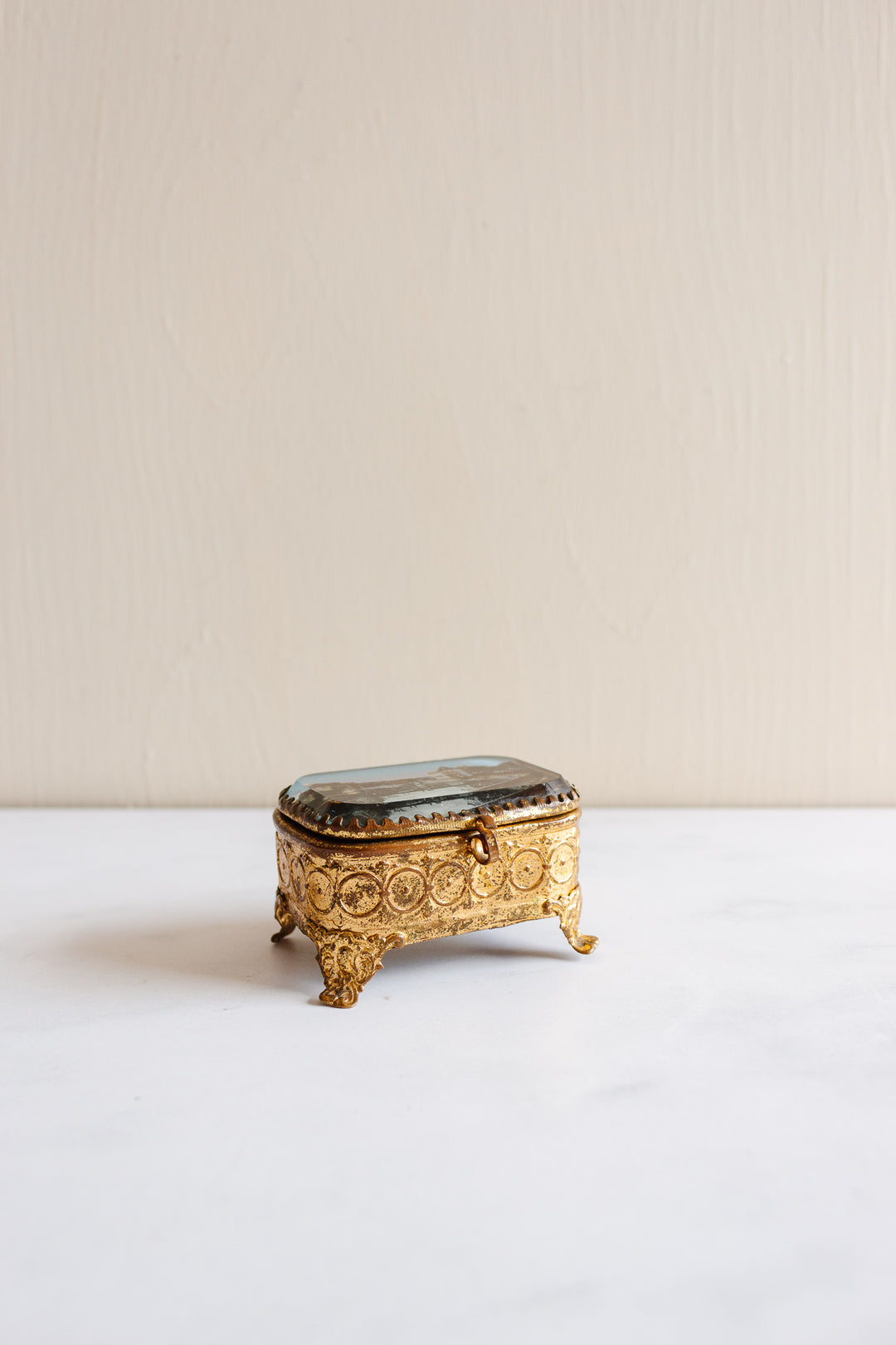 antique french beveled glass and ormolu souvenir bijoux casket