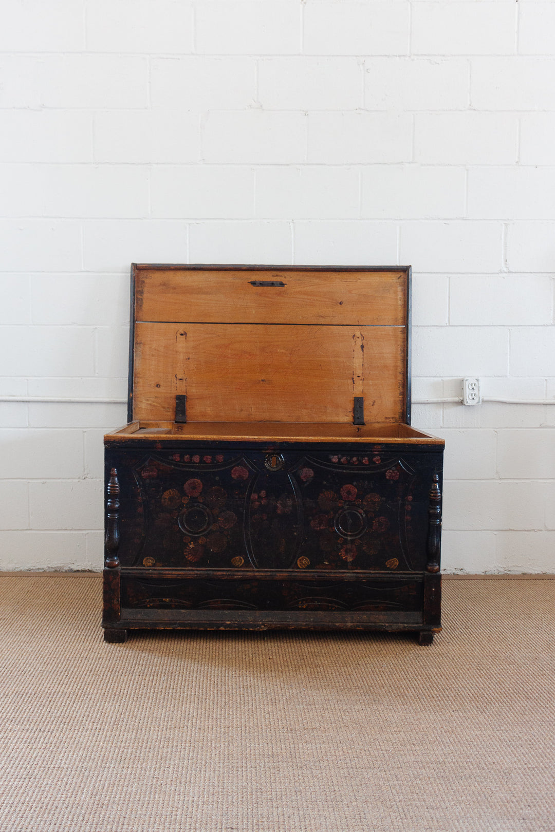 19th century Hungarian pine marriage chest