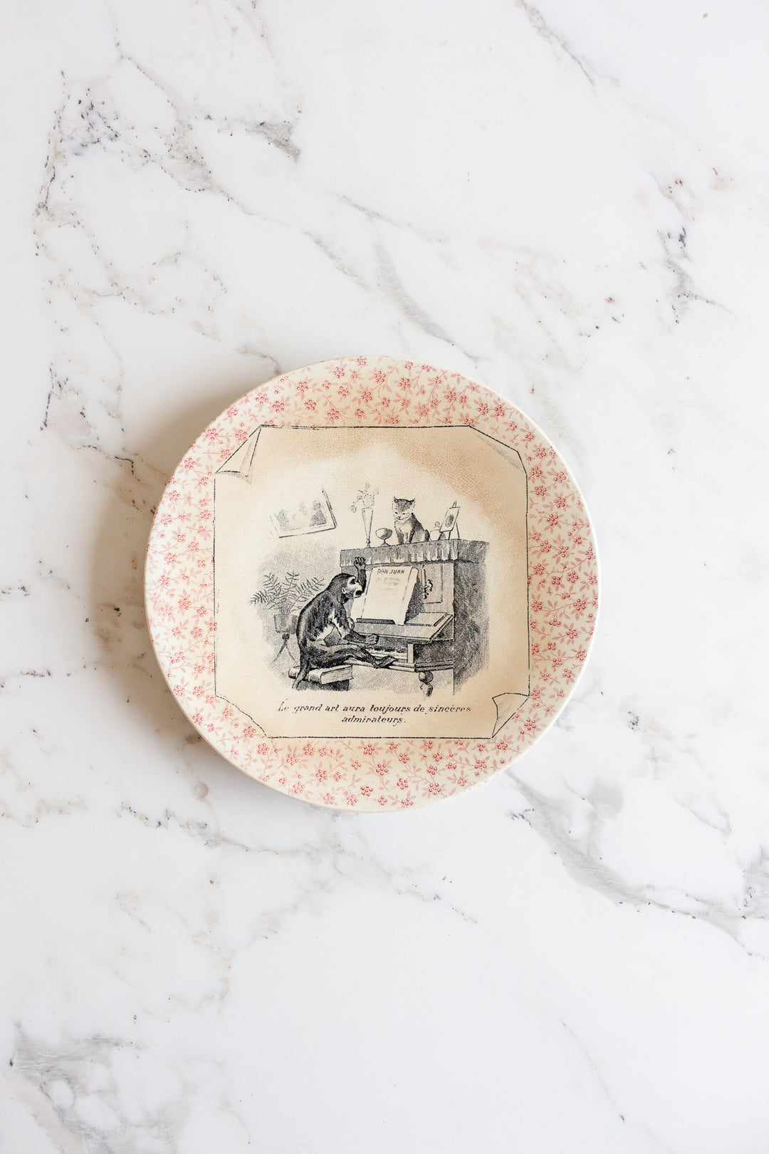 rare antique french "Perse" Sarreguemines talking plates, set of 6