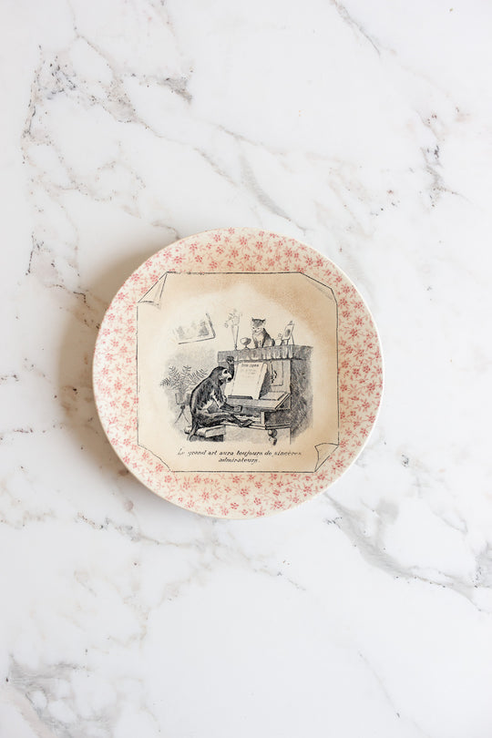 rare antique french "Perse" Sarreguemines talking plates, set of 6