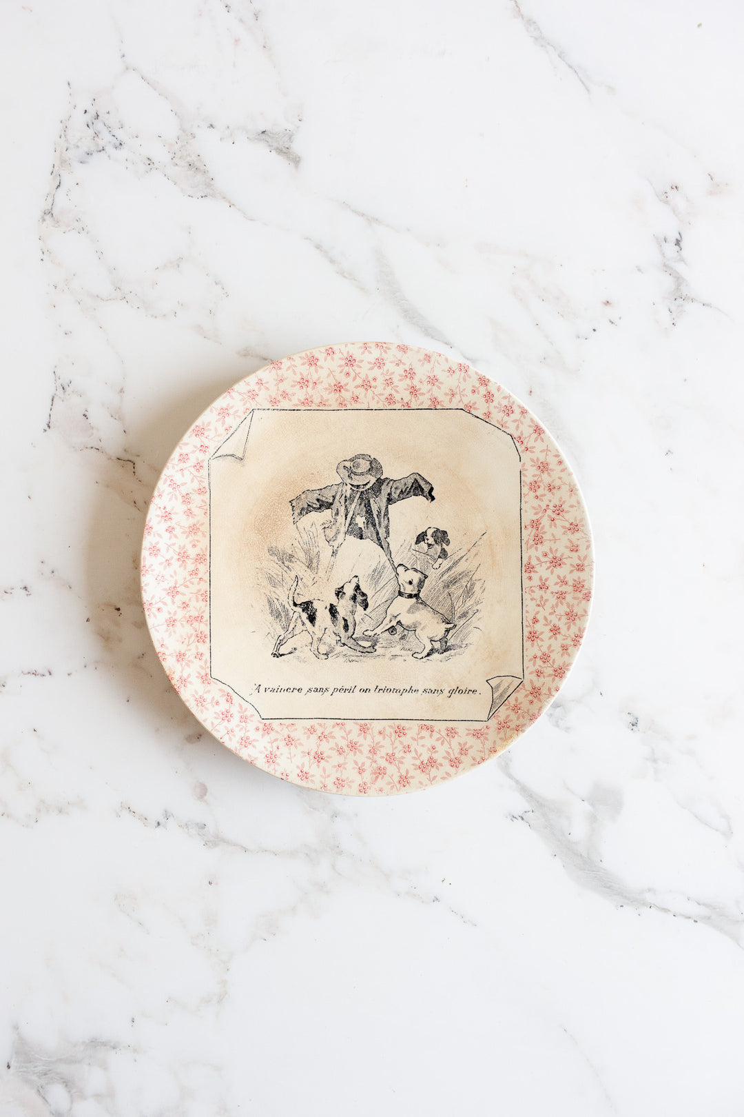 rare antique french "Perse" Sarreguemines talking plates, set of 6