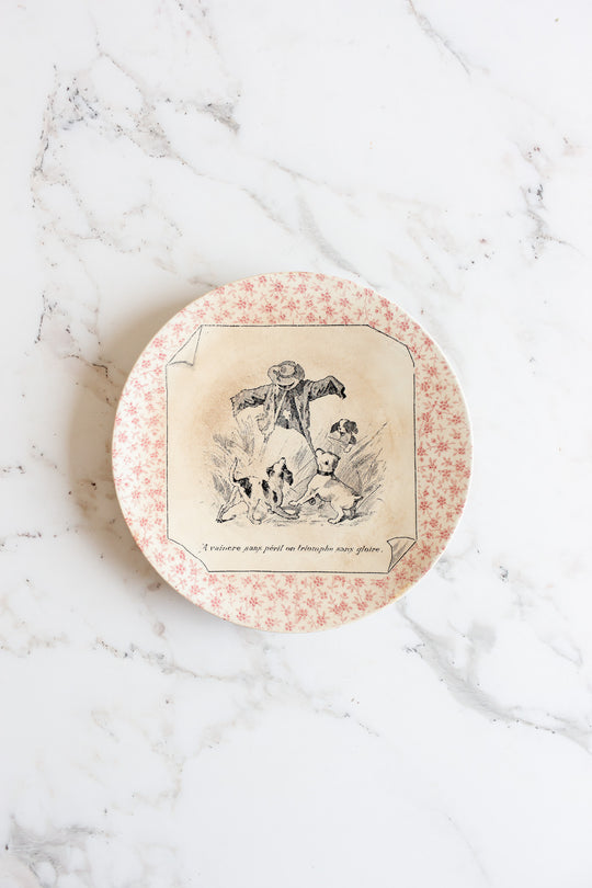 rare antique french "Perse" Sarreguemines talking plates, set of 6