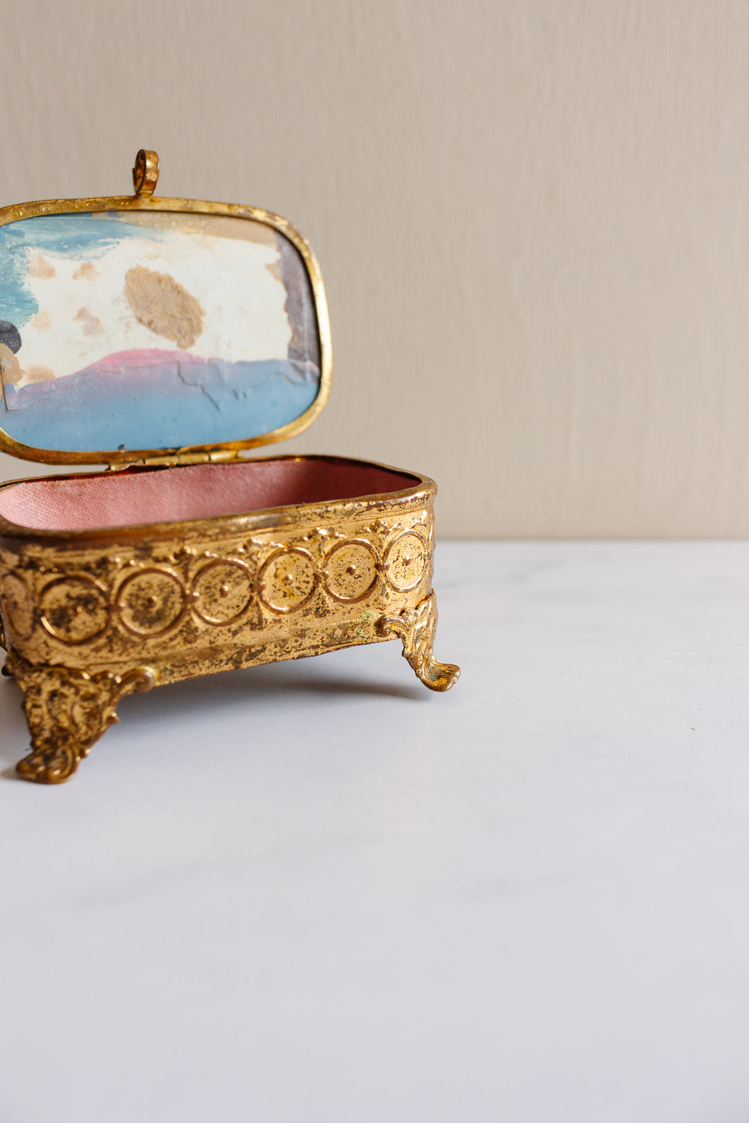 antique french beveled glass and ormolu souvenir bijoux casket